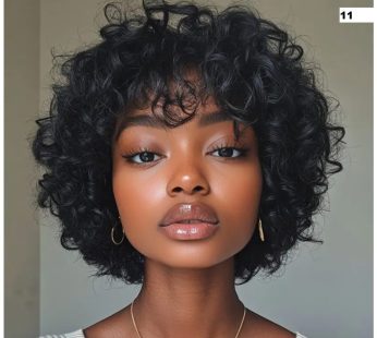 Women’S Short Curly Bob Wig with Bangs