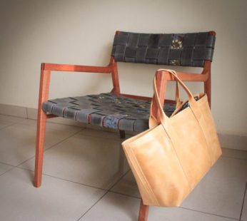 Red Eucalyptus, Donkey Grey Leather Chair by Inwood