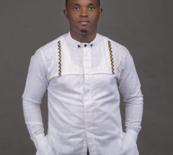F and Y Made in Rwanda White Long Sleeve Men Shirt with Imigongo