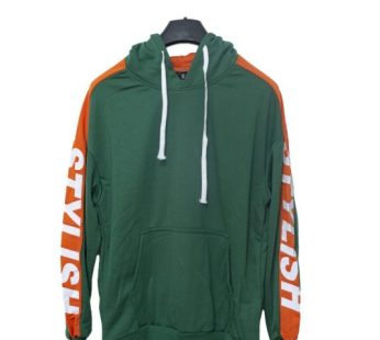 Men Color-Block Letter Drawstring Pocket Hoodie