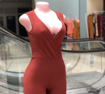 Mohogany orange sleeveless Jumpsuit