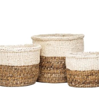 Natural Sisal and Banana Bark Storage Baskets Set