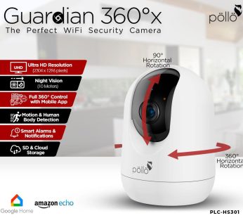 Guardian 360°x 3MP Smart Wi-Fi Indoor Camera – Full HD, Night Vision, Two-Way Audio