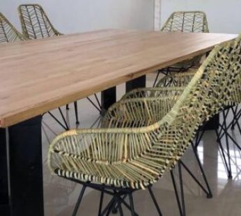 Meeting room table with rotin chairs by Inwood